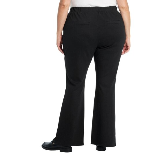 AVA & VIV PULL ON PANTS FRONT SEAM SPLIT HEM HIGH RISE STRETCH SIZE 1X BLACK - Picture 4 of 12